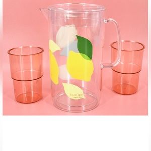 NIB Kate Spade Plastic Pitcher and Glass Set